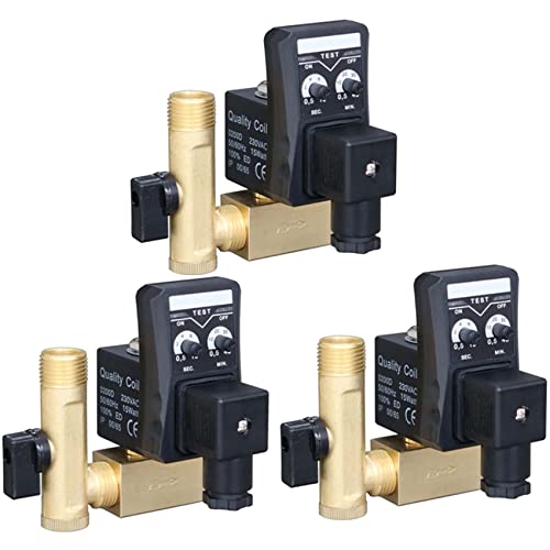 grounds 3 x 1,27 cm DN15 elektrisches automatisches Wasserventil, Magnetventil, elektronisches Ablassventil für Luftkompressor-Kondensat grounds 3 x 1,27 cm DN15 elektrisches automatisches Wasserventil, Magnetventil, elektronisches Ablassventil für Luftkompressor-Kondensat von grounds