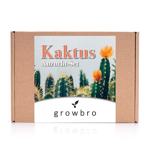 Kaktus, growbro Anzuchtset inkl. Sprühflasche, Geburtstagsgeschenk, Sukkulenten, Geschenke für Frauen & Männer, Gastgeschenk, Zimmerpflanzen, Garten Geschenk, Cactus von growbro