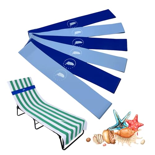 growell Strandtuch-Bänder (6er-Pack) – dehnbare Gummi-Strandtuch-Clips für Strandkreuzfahrt, Poolstühle, Lounge-Handtuchhalter, elastisch, Kreuzfahrtschiff-Essentials (Blau und Himmel) von growell