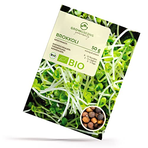BIO Brokkoli Sprossen Samen 50g - Microgreens Saatgut ideal für die Anzucht von knackigen Keimsprossen im Keimglas von growgreens