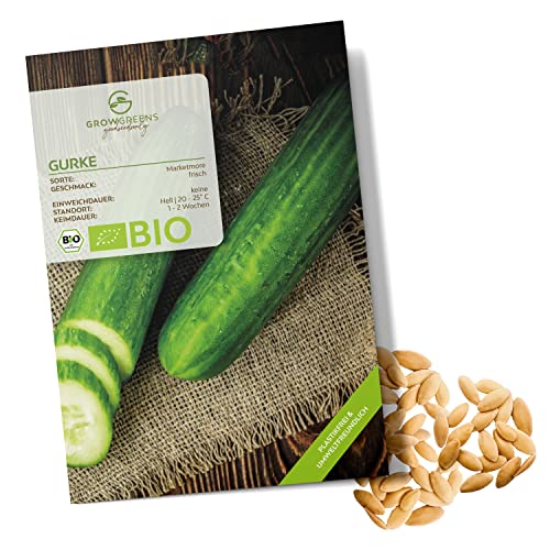 BIO Gurken Samen (Marketmore, 10 Korn) - Salatgurke Saatgut aus biologischem Anbau ideal für die Anzucht im Garten, Balkon oder Terrasse von growgreens