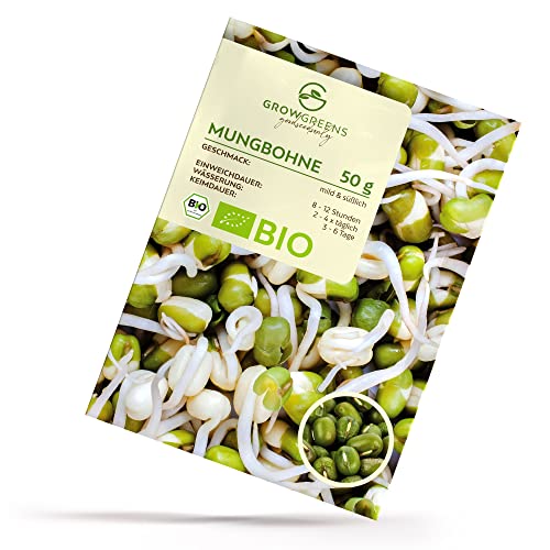 BIO Mungbohnen Sprossen Samen 50g - Microgreens Saatgut ideal für die Anzucht von knackigen Keimsprossen im Keimglas von growgreens