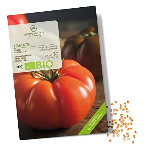 BIO Tomatensamen (Rouge de Marmande, 10 Korn) - Tomaten Saatgut aus biologischem Anbau ideal für die Anzucht im Garten, Balkon oder Terrasse von growgreens