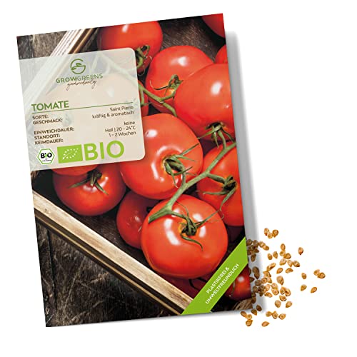 BIO Tomatensamen (Saint Pierre, 10 Korn) - Tomaten Saatgut aus biologischem Anbau ideal für die Anzucht im Garten, Balkon oder Terrasse von growgreens