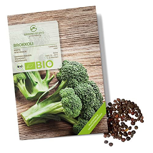 BIO Brokkoli Samen (Calabrese, 50 Korn) - Brokkoli Saatgut aus biologischem Anbau ideal für die Anzucht im Garten, Balkon oder Terrasse von growgreens