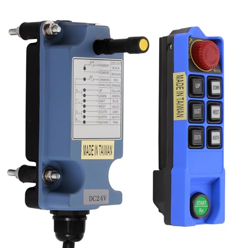 6 Kanäle Tasten Drahtlose Kranfernsteuerung Kran Fernbedienung für Brückenkran Industrielle Elektrisch Hebezeug Winde Kippanhänger Funk Sender und Empfänger (1 Sender + 1 Empfänger, 220V AC) von grtowsnu