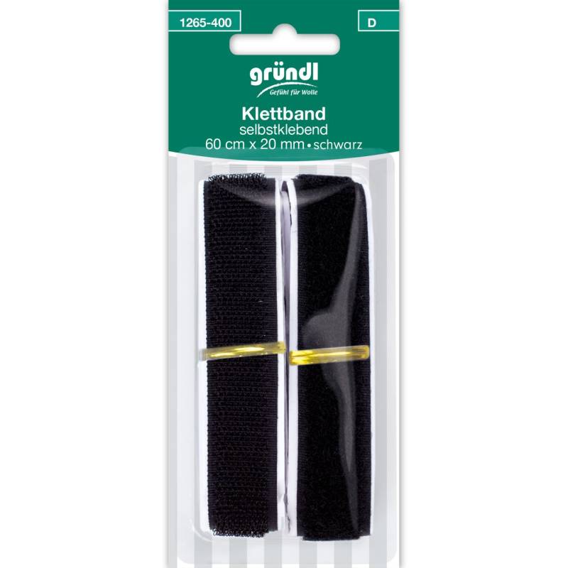 Gründl Klettband selbstklebend schwarz 60 cm x 20 mm von gründl