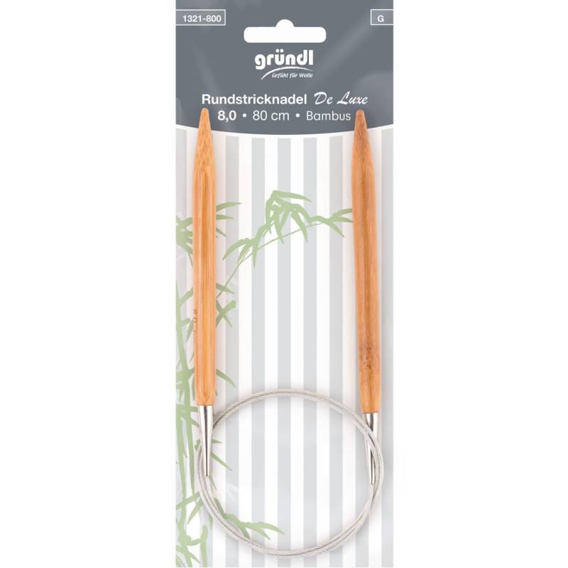 Gründl Rundstricknadeln Bambus Delux 8,0 mm 80 cm von gründl
