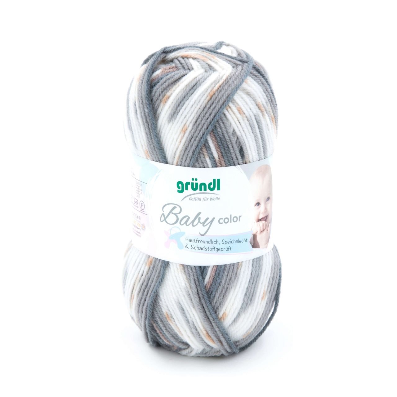 Gründl Wolle Baby color 50 g beigebraun grau weiß rehbraun multicolor von gründl