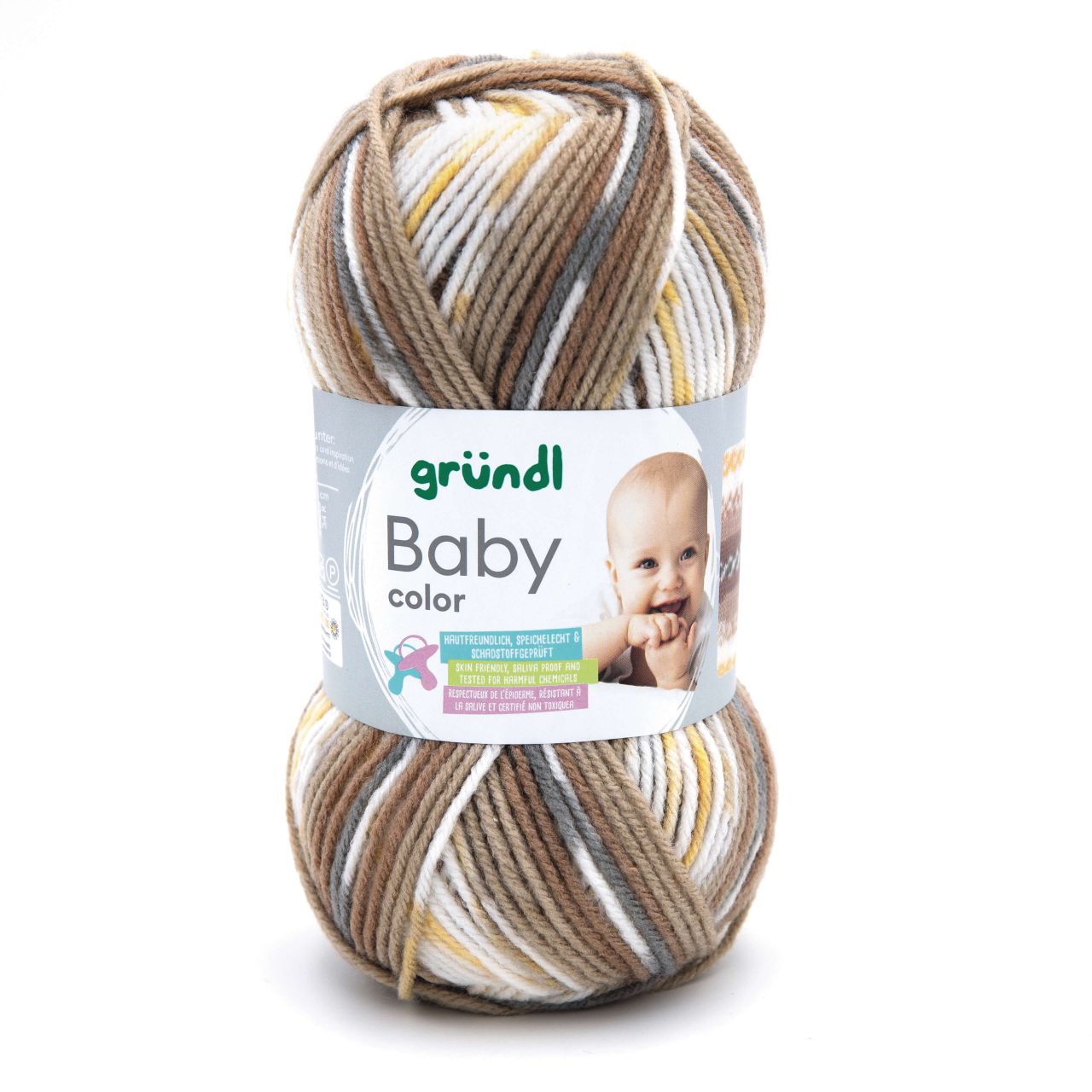 Gründl Wolle Baby color 50 g sand braun natur gelb multicolor von gründl