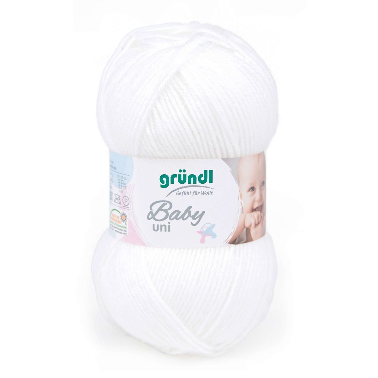 Gründl Wolle Baby uni 50 g weiß von gründl