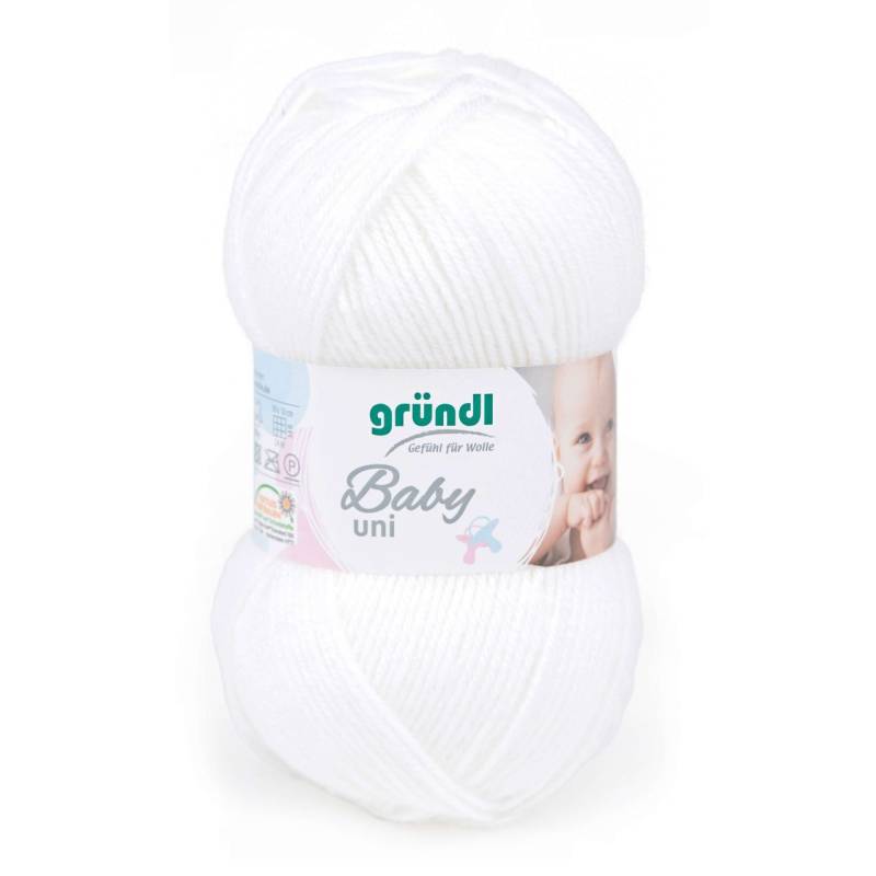Gründl Wolle Baby uni 50 g weiß von gründl