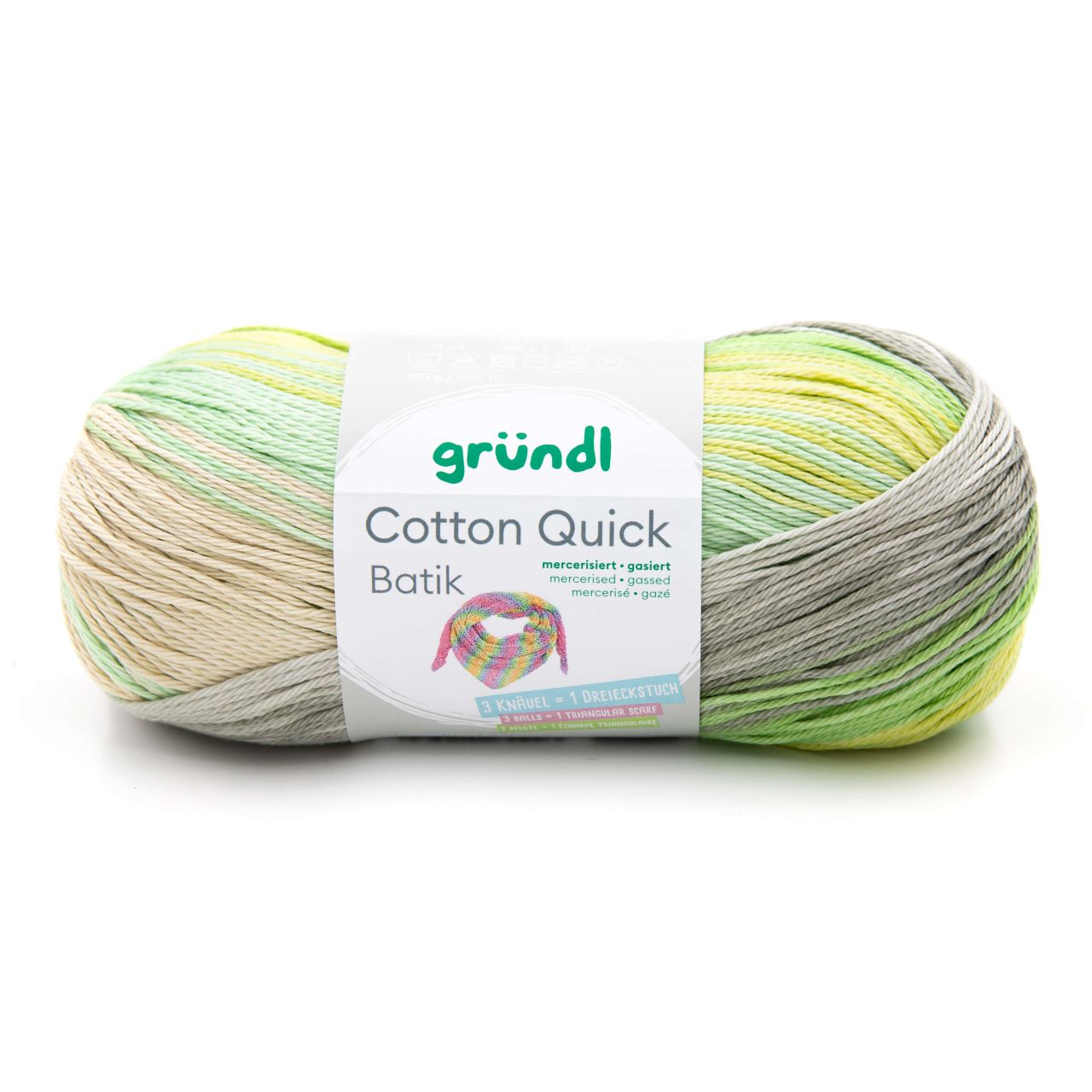 Gründl Wolle Cotton Quick Batik 100 g natur-türkis-gelb-grün von gründl