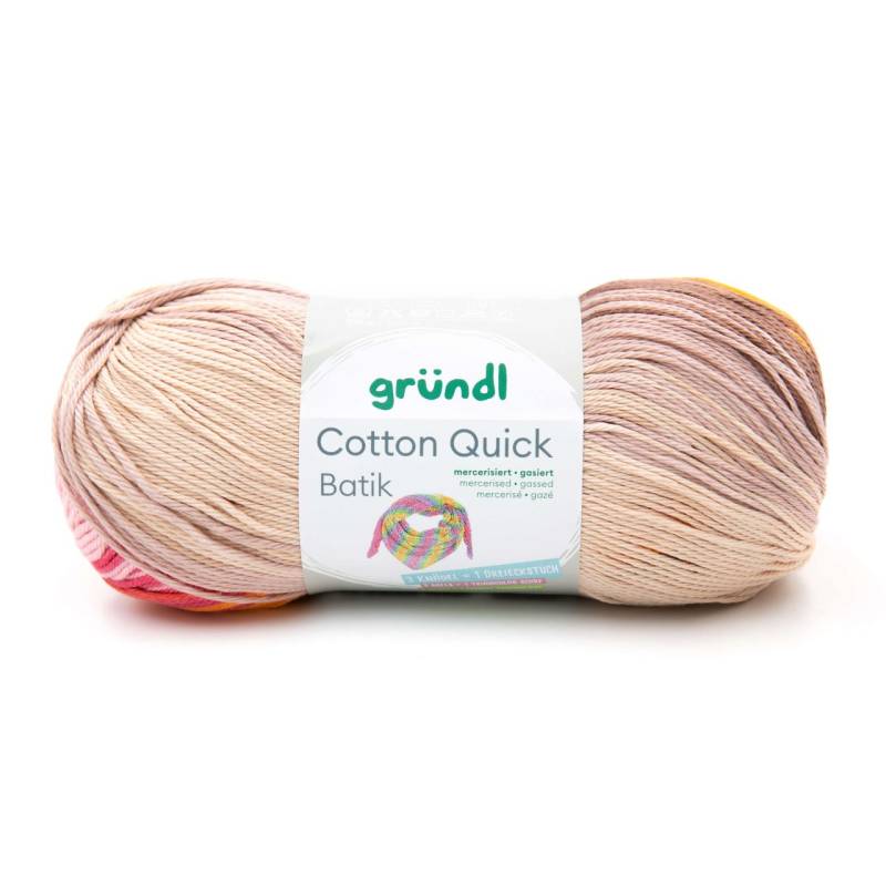 Gründl Wolle Cotton Quick Batik 100 g beigebraun-rosa-orange von gründl