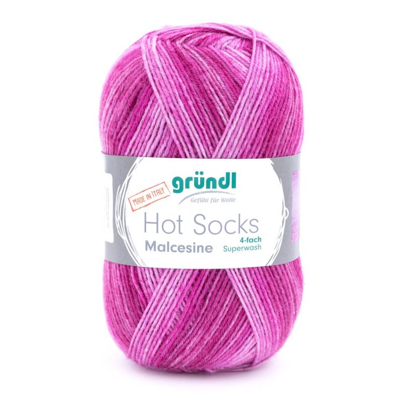 Gründl Wolle Hot Socks Malcesine, 4-fach,100 g, fuchsia multicolor von gründl