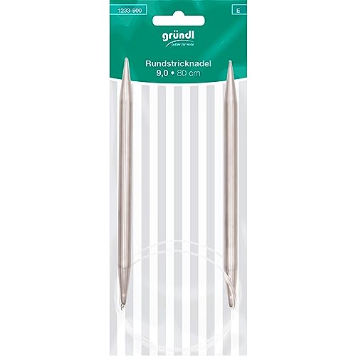 Rundstricknadel + Stricknadel aus Metall Stärke 9,0 zum Stricken von gründl