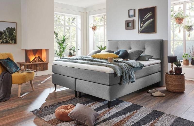 grüne betten Boxspringbett Hella, mit Tonnentaschenfederkern-Matratze, 100% vegan von grüne betten