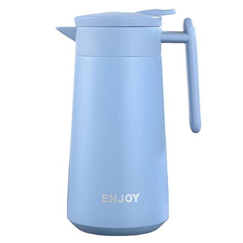 GRÜNERLE Thermoskanne 860ml - Kaffeekanne, Teekanne, Isolierkanne für Tee oder Kaffee - Tee Geschenk - hält bis zu 24h kalt, 12h heiß (Blau) von grünerle