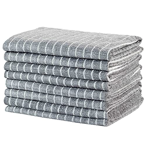 gryeer 8er-Set Bambus und Microfaser Geschirrtücher, Super weiche, saugfähige Küchentücher, 45 x 65cm, Grau von gryeer