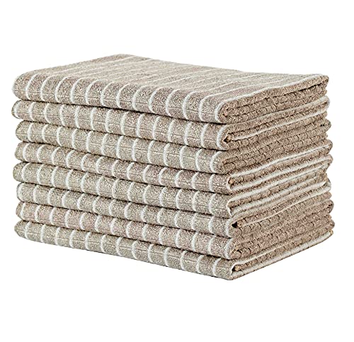 gryeer 8er-Set Bambus und Microfaser Geschirrtücher, Super weiche, saugfähige Küchentücher, 45 x 65cm, Khaki von gryeer