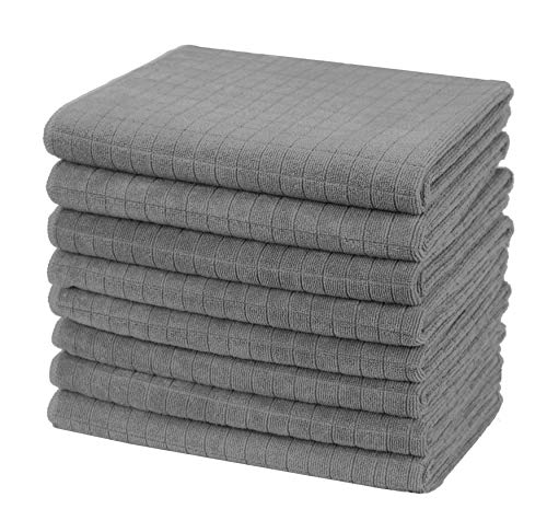 gryeer 8er-Set Microfaser Geschirrtücher, weiche, super saugfähige und fussel freie Küchentücher, 45 x 65 cm (Grau) von gryeer