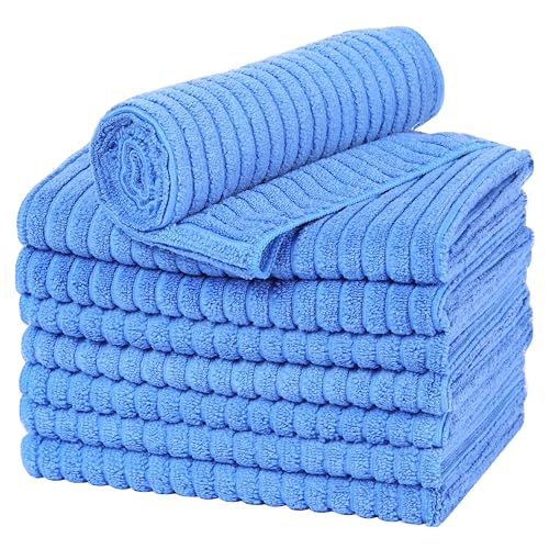 gryeer 8er-Set Microfaser Geschirrtücher, dick, super saugfähig, weich und fusselfrei Küchentücher,45 x 65 cm, Blau von gryeer