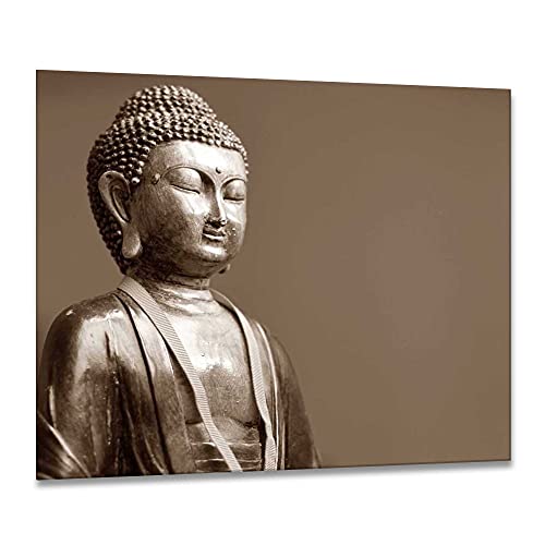 gsmarkt | Herdabdeckplatten Ceranfeldabdeckung Spritzschutz Glas 60x52 Buddha Gold Statue von gsmarkt