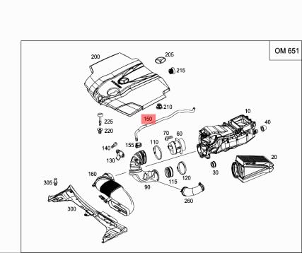 Passend für MERCEDES-BENZ C W205 Luftfiltergehäuse-Entlüftungsschlauch A6510180082 von gtvtrading