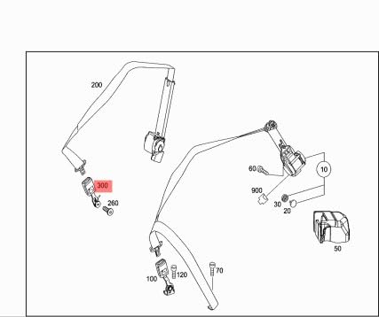 Passend für MERCEDES-BENZ ML W166 Sicherheitsgurtschloss hinten Mitte A1668601069 von gtvtrading