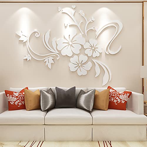 3D Wandaufkleber Blumen Spiegel Wandtattoo Blumen Aufkleber Moderne Kunst ​Wanddeko Sticker für Wohnzimmer Halle Schlafzimmer Home Sofa Wand Badezimmer Kindergarten von guangmu