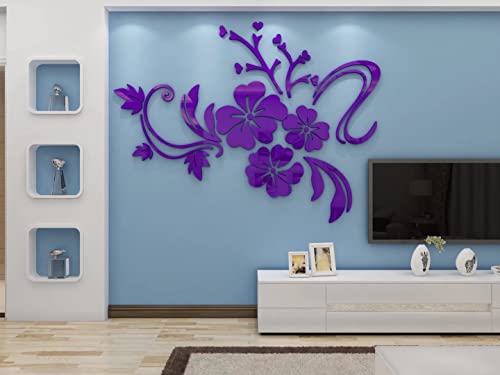 3D Wandaufkleber Blumen Spiegel Wandtattoo Blumen Aufkleber Moderne Kunst ​Wanddeko Sticker für Wohnzimmer Halle Schlafzimmer Home Sofa Wand Badezimmer Kindergarten von guangmu