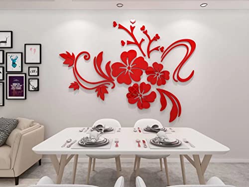 3D Wandaufkleber Blumen Spiegel Wandtattoo Blumen Aufkleber Moderne Kunst ​Wanddeko Sticker für Wohnzimmer Halle Schlafzimmer Home Sofa Wand Badezimmer Kindergarten von guangmu