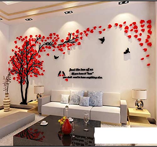 Wandtattoo Baum 3D DIY Wall Stickers Wandaufkleber Wandtattoo Wohnzimmer Schlafzimmer Family Wandsticker für Treppen Halle (Rot Links,M-250 * 130cm) von guangmu