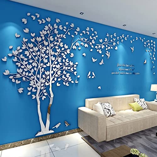 Wandtattoo Baum 3D DIY Wall Stickers Wandaufkleber Wandtattoo Wohnzimmer Schlafzimmer Family Wandsticker für Treppen Halle (Silber Links,XL-400 * 200cm) von guangmu