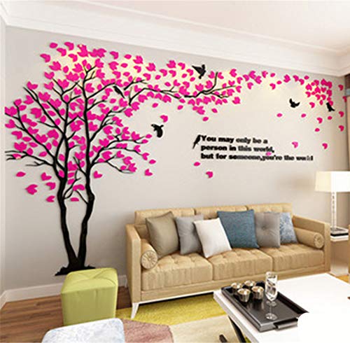 Wandtattoo Baum 3D DIY Wall Stickers Wandaufkleber Wandtattoo Wohnzimmer Schlafzimmer Family Wandsticker für Treppen Halle (Rose Links,L-300 * 150cm) von guangmu