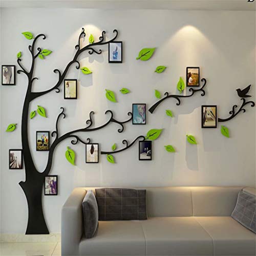 Wandtattoo Baum 3D DIY Wandaufkleber Family Stammbaum Fotowand Baum Wandtattoo Wall Sticker mit Bilderrahmen Foto Wandsticker Wanddeko Deko Wohnzimmer Schlafzimmer (Hellgrun Rechts,M) von guangmu