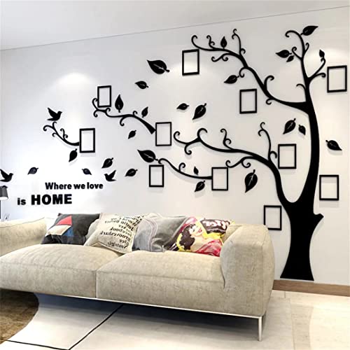 Wandtattoo Baum 3D DIY Wandaufkleber Family Stammbaum Fotowand Baum Wandtattoo Wall Sticker mit Bilderrahmen Foto Wandsticker Wohnzimmer Schlafzimmer (Schwarz Links,XL) von guangmu