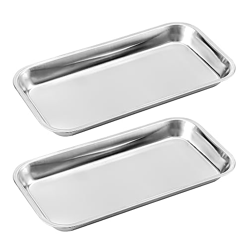 2 Stück Edelstahl Schale Rechteckig Medizinische Instrumententablett Klein Fütterung von HaustierenTablett aus Rechteckig Laborschalen Labortablett Nützliches Werkzeug für Labor Servierplatten von guangyuan