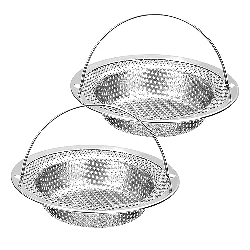 Spülbecken Abflusssieb Sieb Spüle Essensreste Abflusssieb 8 cm Edelstahl Waschbecken Sieb Küche Sink Strainer Abflusssieb Küchenspüle Sink Filter mit Griff, 2 Stück von guangyuan