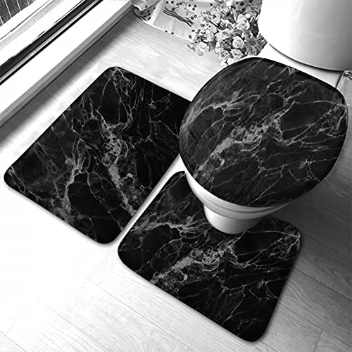 3 TLG Plüsch Anti-Rutsch Badteppich Set Schwarzer Marmor, Luxuriöse, Dunkle Steinoberfläche Mit Glatter Oberfläche U-Förmigen Contour Matte Anti-Rutsch Wc-Deckelabdeckung Badezimmer Teppiche Set 3 TLG Plüsch Anti-Rutsch Badteppich Set Schwarzer Marmor, Luxuriöse, Dunkle Steinoberfläche Mit Glatter Oberfläche U-Förmigen Contour Matte Anti-Rutsch Wc-Deckelabdeckung Badezimmer Teppiche Set von guangzhoushenqinshangmaoyouxiangongsi
