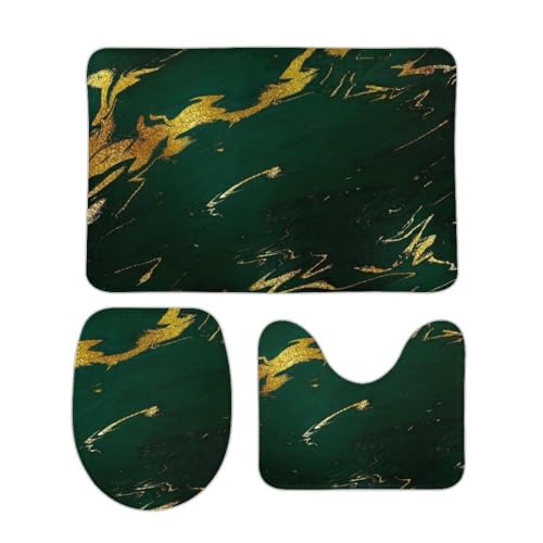 Badezimmer Teppiche Set 3 Stück Tiefgrüner Goldmarmor Anti-Rutsch U-Förmigen Contour Matte Wasserabsorbierend Wc-Deckelbezug Dekorative 3-Teiliges Badteppich-Set Badezimmer Teppiche Set 3 Stück Tiefgrüner Goldmarmor Anti-Rutsch U-Förmigen Contour Matte Wasserabsorbierend Wc-Deckelbezug Dekorative 3-Teiliges Badteppich-Set von guangzhoushenqinshangmaoyouxiangongsi