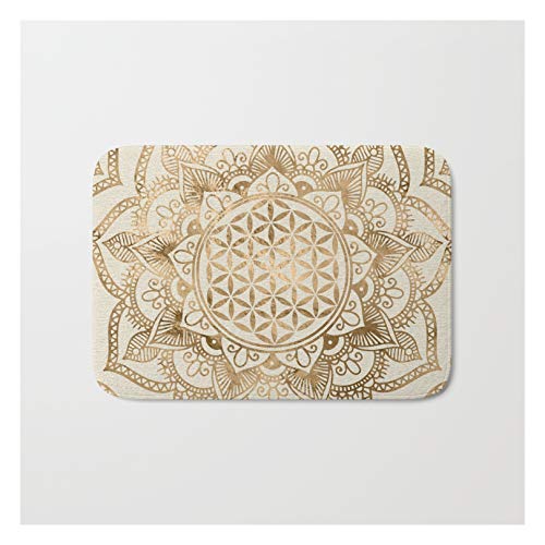Eingangsmatte Blume des Lebens In Lotus-Pastellgold Und Leinwand, Fussmatten Waschbar Teppich Antibakterielle Fußabtreter Für Schlafzimmer Eingang Haustür 40X60Cm von guangzhoushenqinshangmaoyouxiangongsi