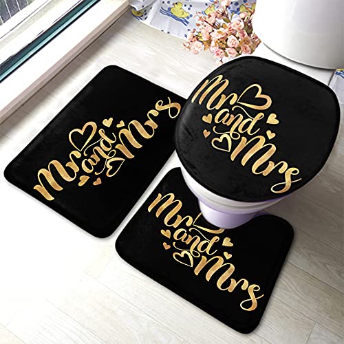 Set 3 Teilig Badvorleger Herr Und Frau Gold Glitzer Typografie Schwarz Anti-Rutsch U-Förmigen Contour Matte Waschbar Wc-Deckelbezug Langlebige Badematte 3-Tlg Set 3 Teilig Badvorleger Herr Und Frau Gold Glitzer Typografie Schwarz Anti-Rutsch U-Förmigen Contour Matte Waschbar Wc-Deckelbezug Langlebige Badematte 3-Tlg von guangzhoushenqinshangmaoyouxiangongsi