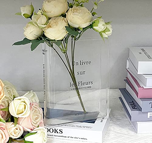 gudong Book Vase-Klare Buchblumenvase-Tulpenvase Tischdeko Blumenvase Kleine Vasen für Tischdeko-Klare Buchvase-Blumenvase aus Klarem Acryl für Flowers oder Künstliche Blumen (Clear Acrylic) von gudong