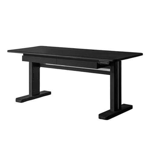 Computer-Gaming-Schreibtisch Elektrischer Stehschreibtisch mit 2 Schubladen, höhenverstellbarer Schreibtisch, Sitz-Steh-Arbeitsplatz aus Eschenholz, Mattschwarz Home-Office-Schreibtisch(M) von guiling-1986