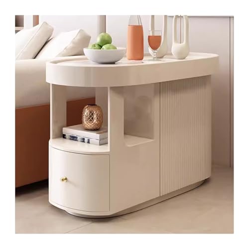 guiling-1986 Buffetschrank mit Stauraum Sofa Sideboard Beistelltisch Creme Stil Schiefer Ecktisch Rollwagen Aufbewahrung Beistelltisch Vorratsschrank Couchtisch Lagerschrank(Pedestal Model) von guiling-1986