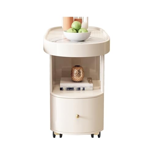 guiling-1986 Buffetschrank mit Stauraum Sofa Sideboard Beistelltisch Creme Stil Schiefer Ecktisch Rollwagen Aufbewahrung Beistelltisch Vorratsschrank Couchtisch Lagerschrank(Pulley Model) von guiling-1986