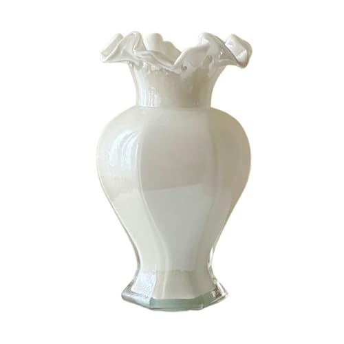 guiling-1986 Vasen Bunte Glasvase mit Perlenglanz, Fischschwanz, Blumenarrangement, Heimdekoration, Akzent, Esszimmer, Eingangsbereich Deko vase(Weiß) von guiling-1986