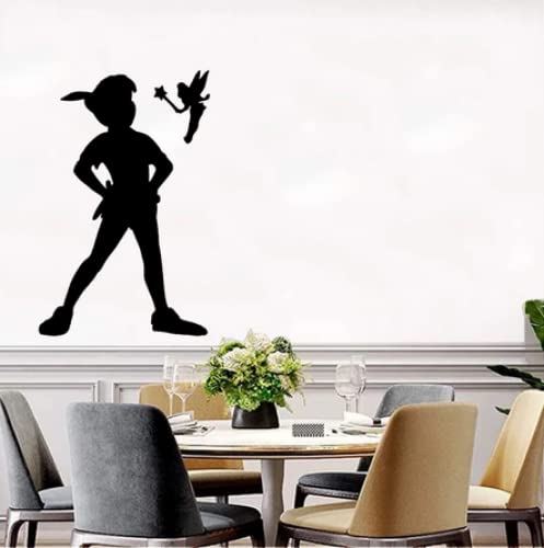 Peter Pan Shadow Vinyl-Aufkleber, abnehmbar, Kunst, Wandtattoo, Heimdekoration, Silhouette, Tapete, Wandbilder, wasserdicht, 42 x 65 cm von guishun-A