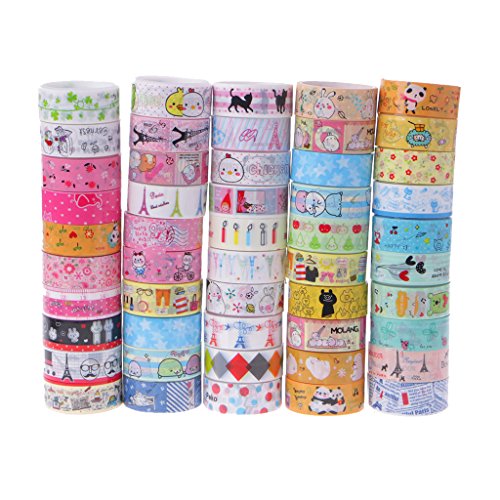 10 Kawaii 4 m Tapes Mix Designs Cartoon Klebeband Set für Scrapbooking Tape Craft Tape Washi Masking Tapes Set von 10 bunten und coolen Farben von gulang-keng